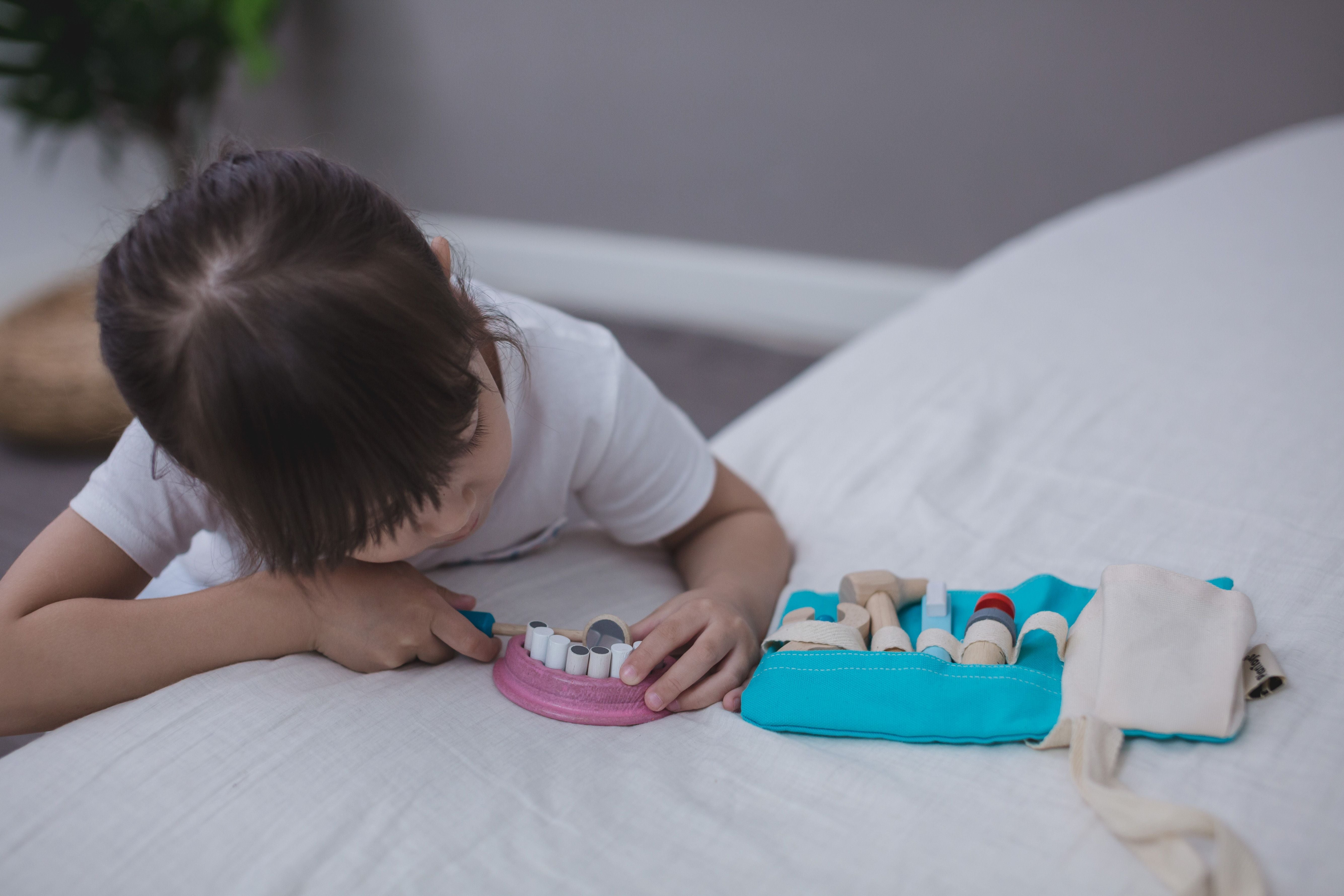 PlanToys Dentist Set — Wooden Pretend Play Doctor Toy