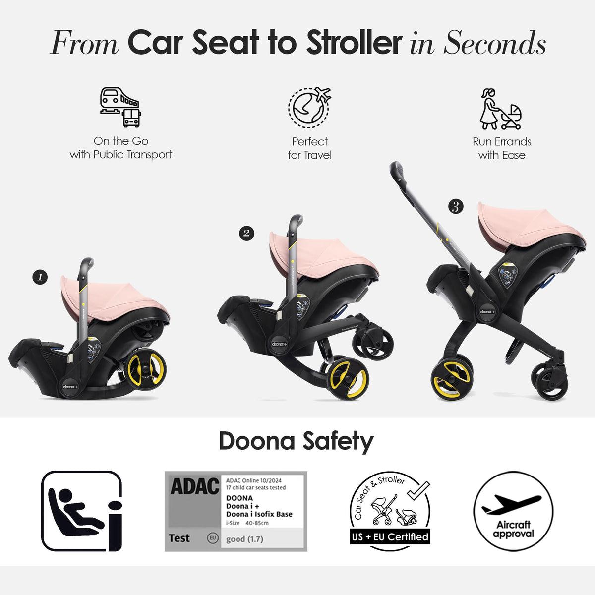 Doona+ Car Seat & Stroller - Blush Pink