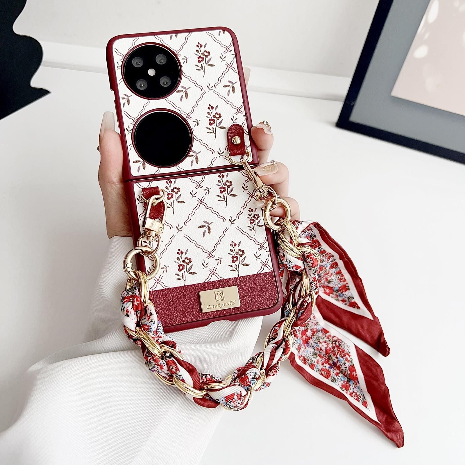 Luck Flower Pattern Strap Case For Huawei Pocket 2