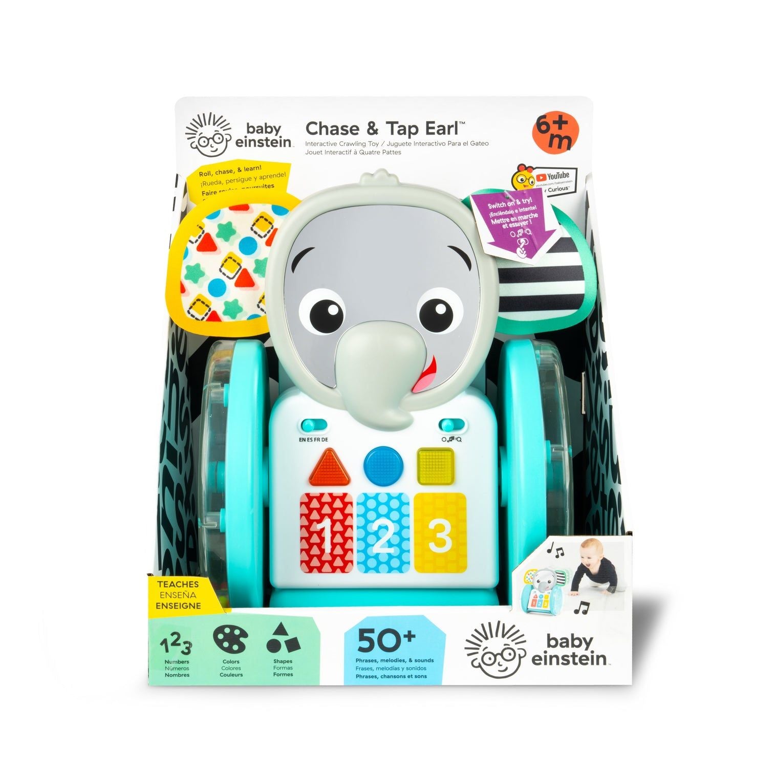 Baby Einstein Chase & Tap Earl Interactive Crawling Toy, 6 Months+