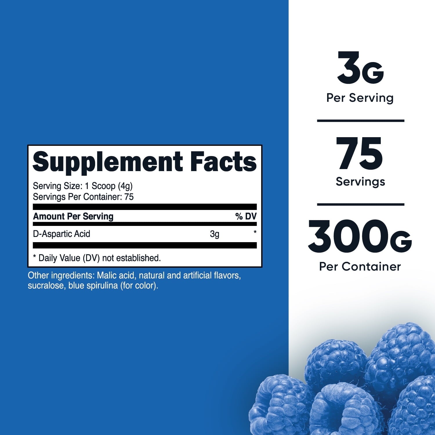 Nutricost D-Aspartic Acid (DAA) Powder 300G - Pure D Aspartic Acid