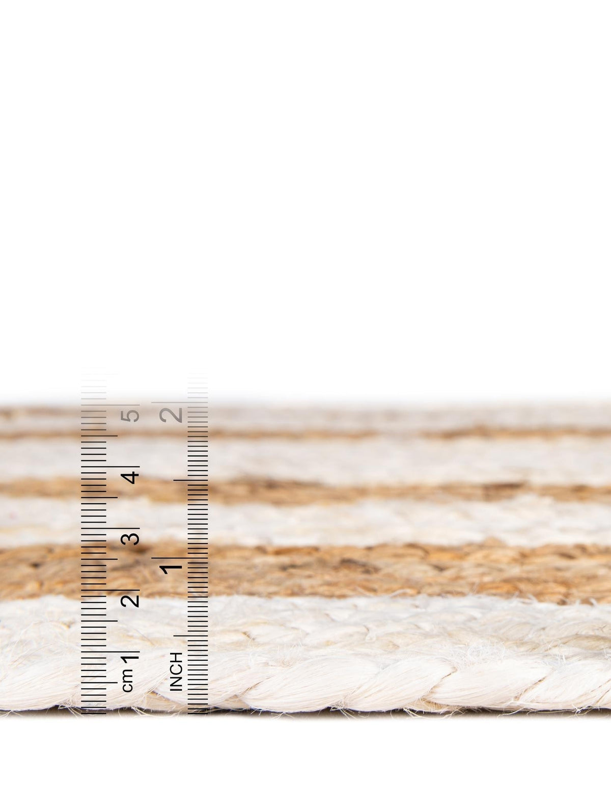Handwoven Round Jute Area Rug with Contrast Rings | Natural & Blue Coastal Farmhouse Area Rug