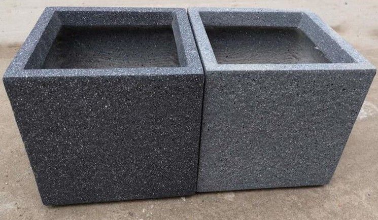 44x44x38cm Square Stone-Look Fiberclay Planter