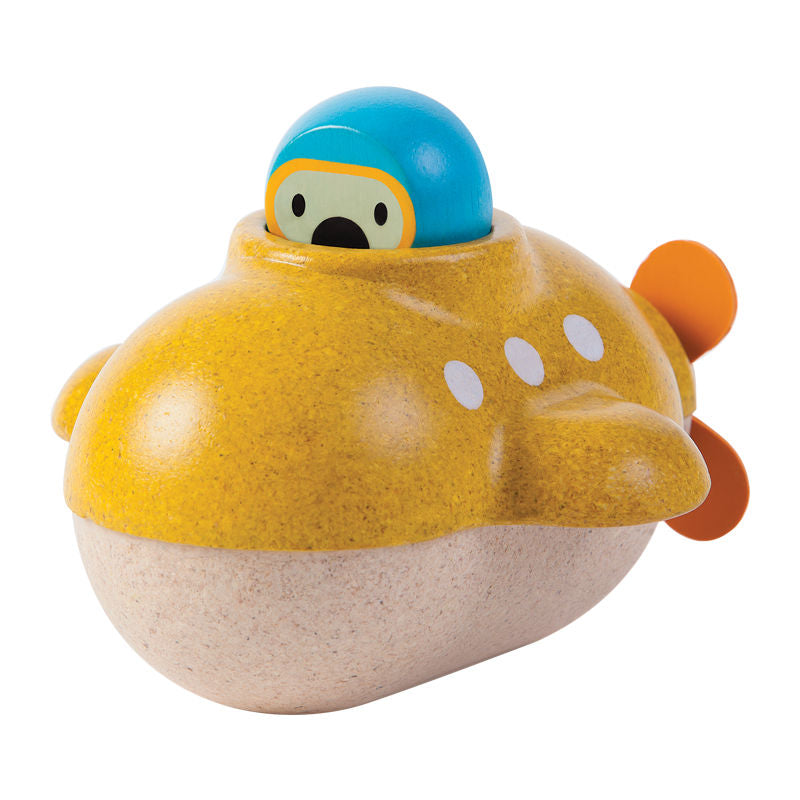 PlanToys Submarine — Wooden Bath Toy