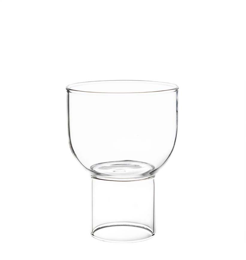 Clear Glass Pedestal Cup - Geometric Drinkware & Dessert Glass