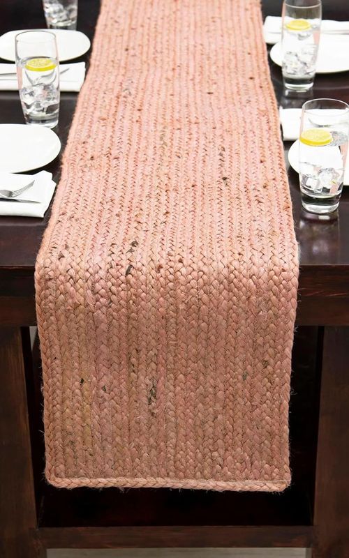 Handmade Braided Eco Friendly Natural Jute Pink Dining Table Runner