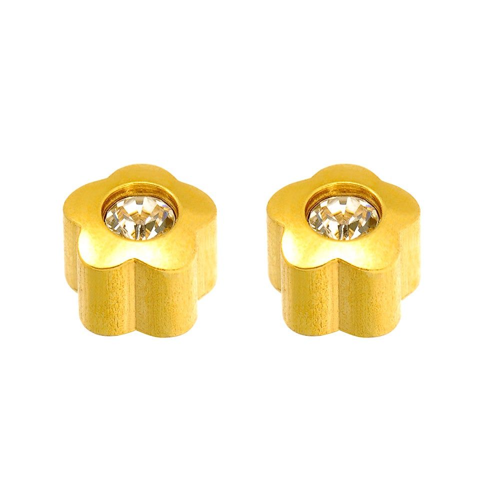 Caflon Singles Flower Shape Stone April Gold Plated Earring, 1Piece