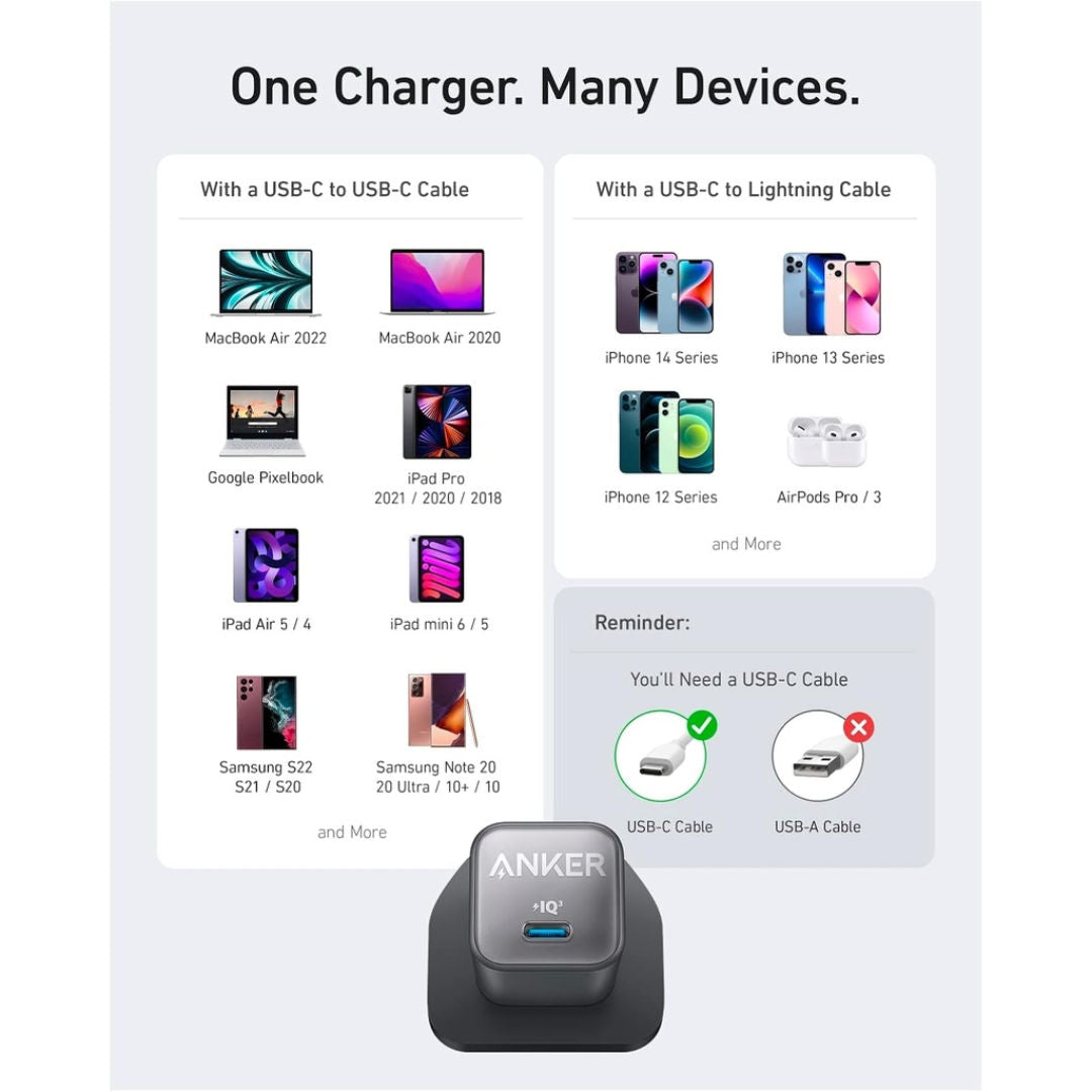 Anker 30W USB-C Wall Charger, Black