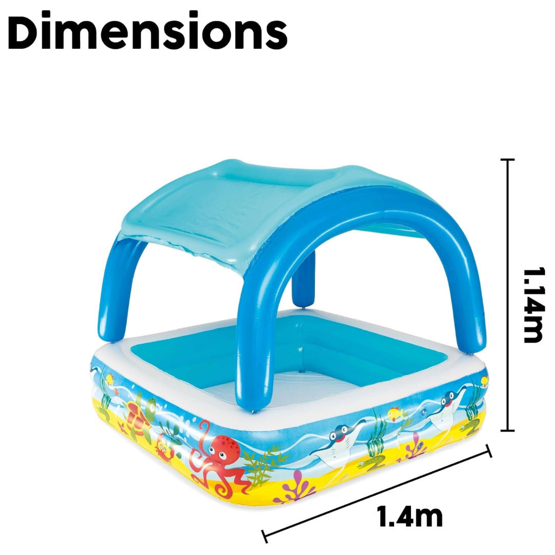 Bestway Play Pool with Canopy, 1.4x1.4x1.14M, 2+ Years