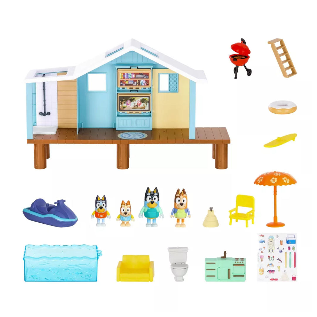 Bluey Series 9 Ultimate Beach Cabin Playset 15 Pieces, 3+ years