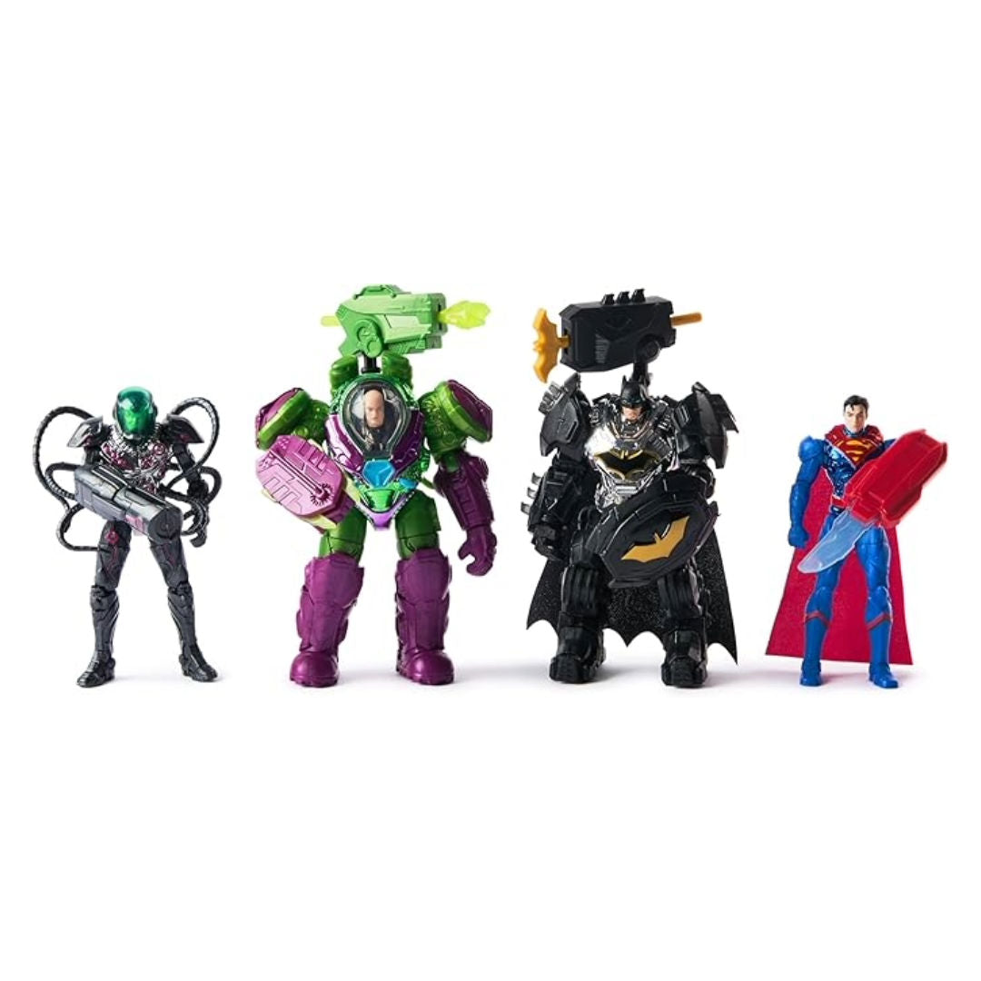 DC Metal Force Team Up Brainiac and Lex Luthor vs Batman and Superman Action Figures Set, 10.16cm, For Age 4+ Years