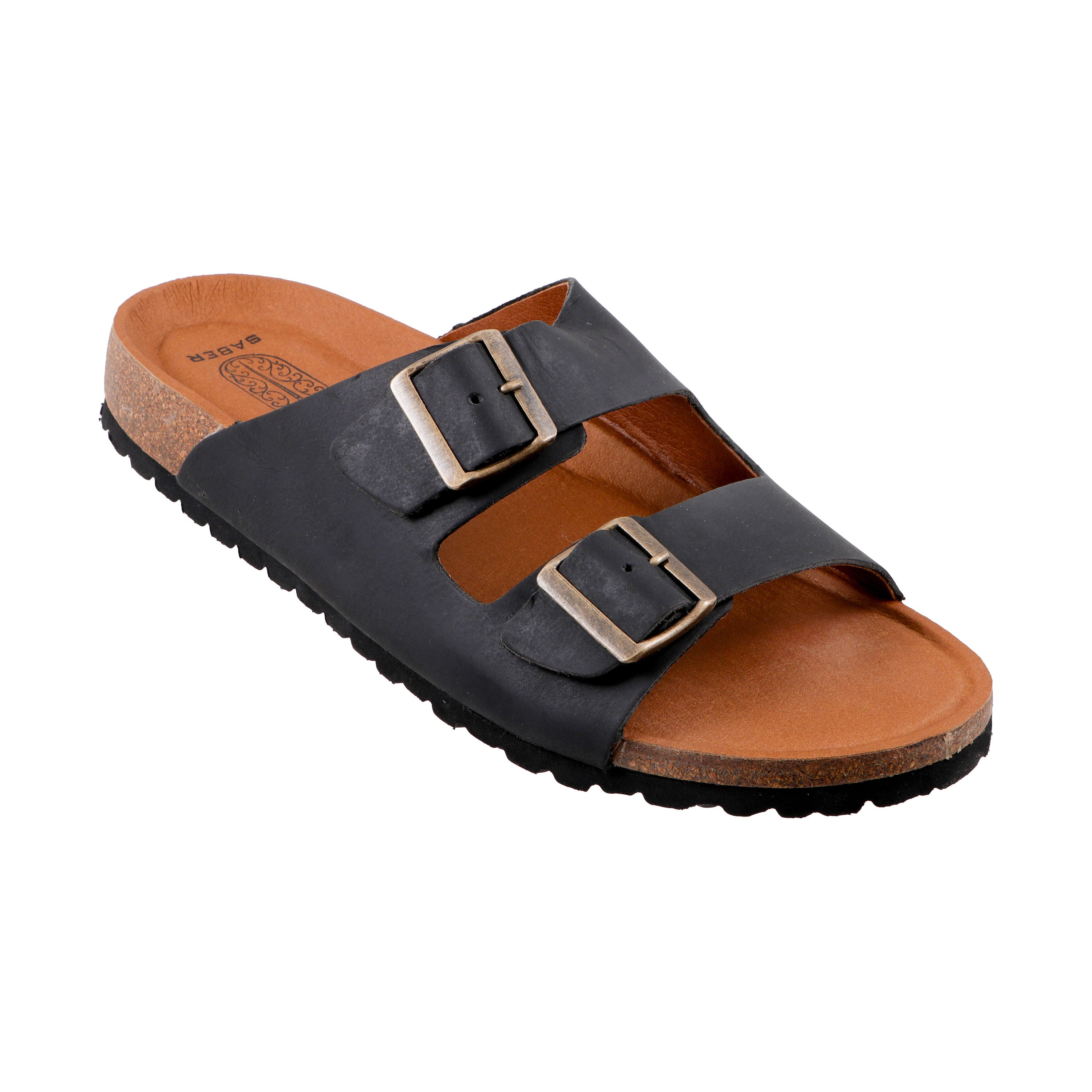 SABER BIRK -2 Men's Genuine Leather Sandals with Cork-Latex Footbed & EVA Sole