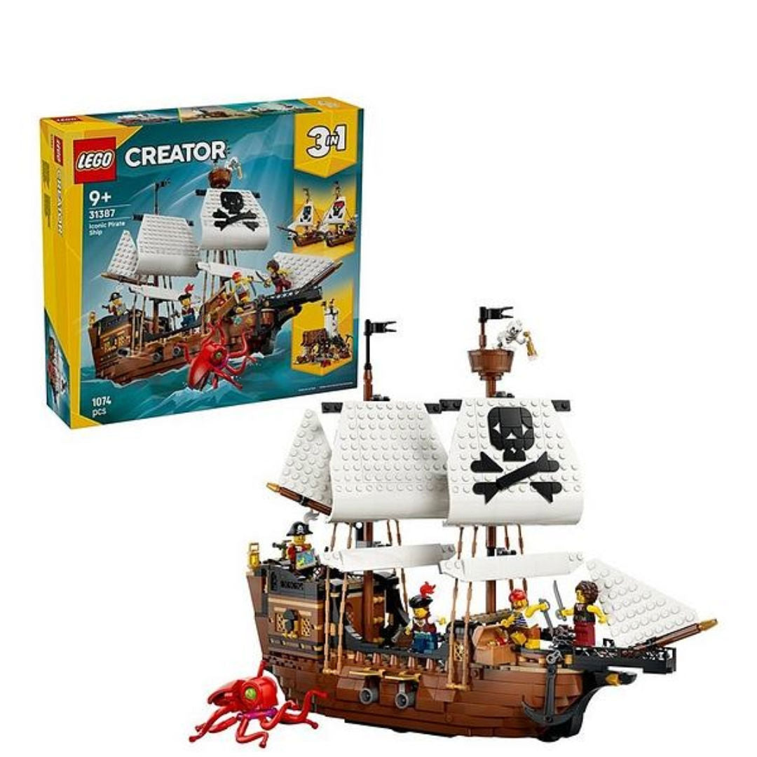 LEGO Creator 3-in-1 Iconic Pirate Ship Building Toy Set, For Age 9+ Years