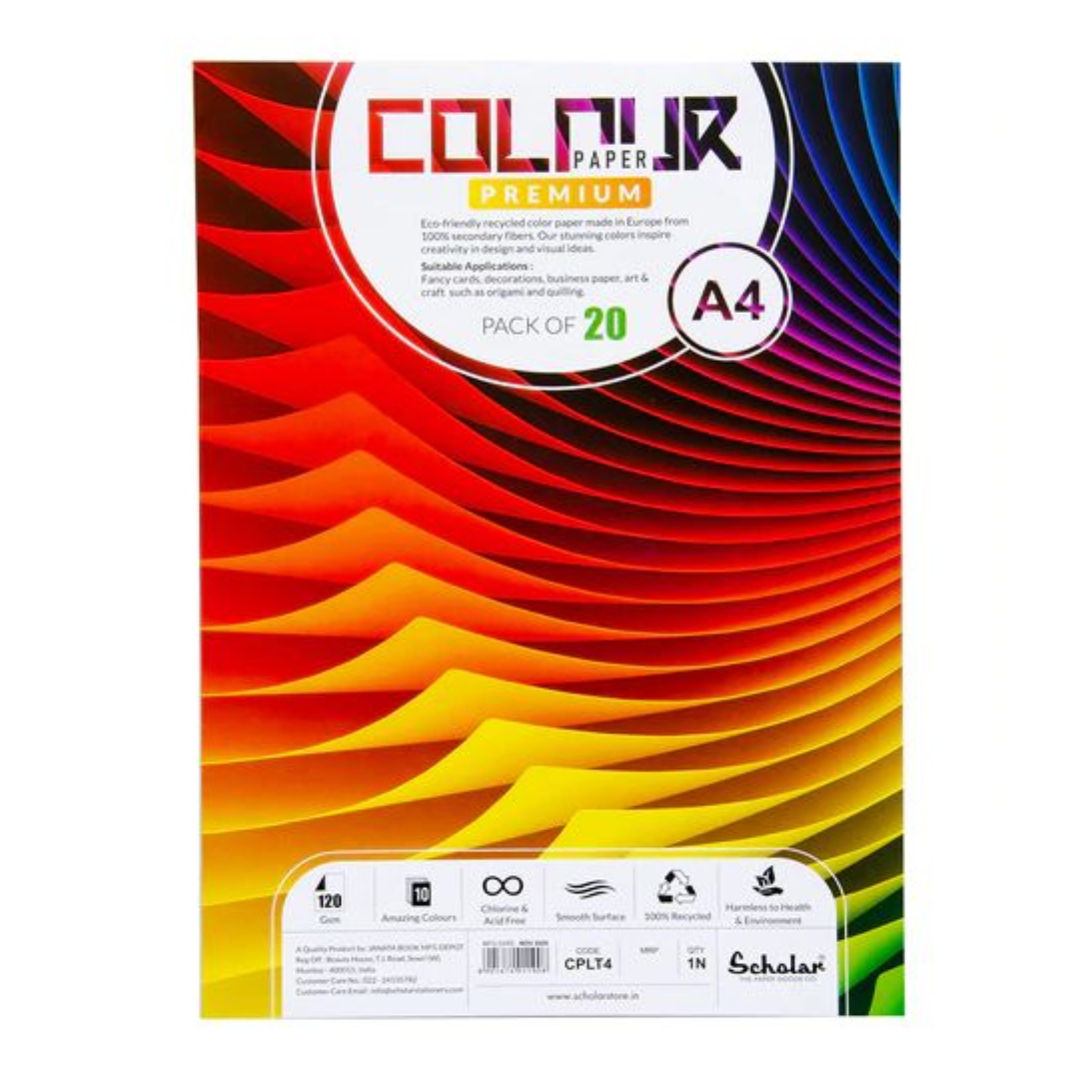 Scholar A4 Pre-Colour Paper, 120gsm, 20 Sheets, CPLT4