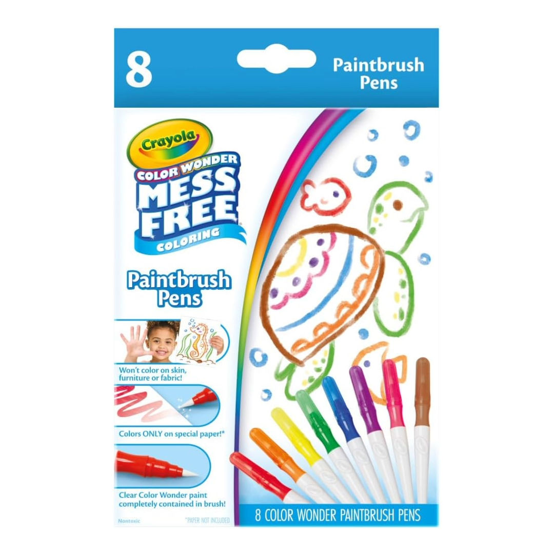 Crayola COLOR WONDER MESS FREE COLORING Paintbrush Pens Set, 8 Pieces