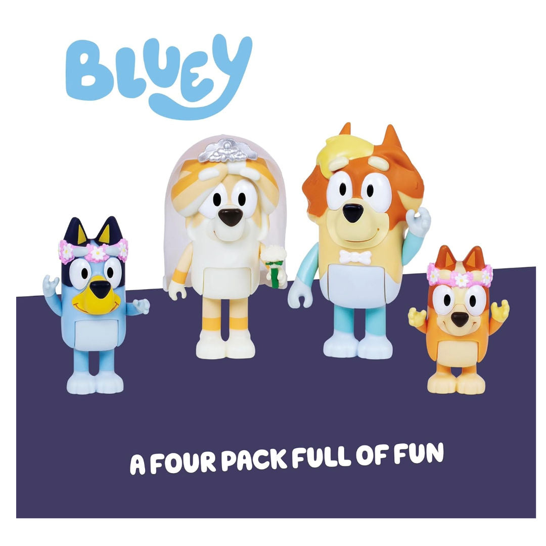 Bluey Wedding Time Figure Set (7.62cm, Pack of 4), 3+ years