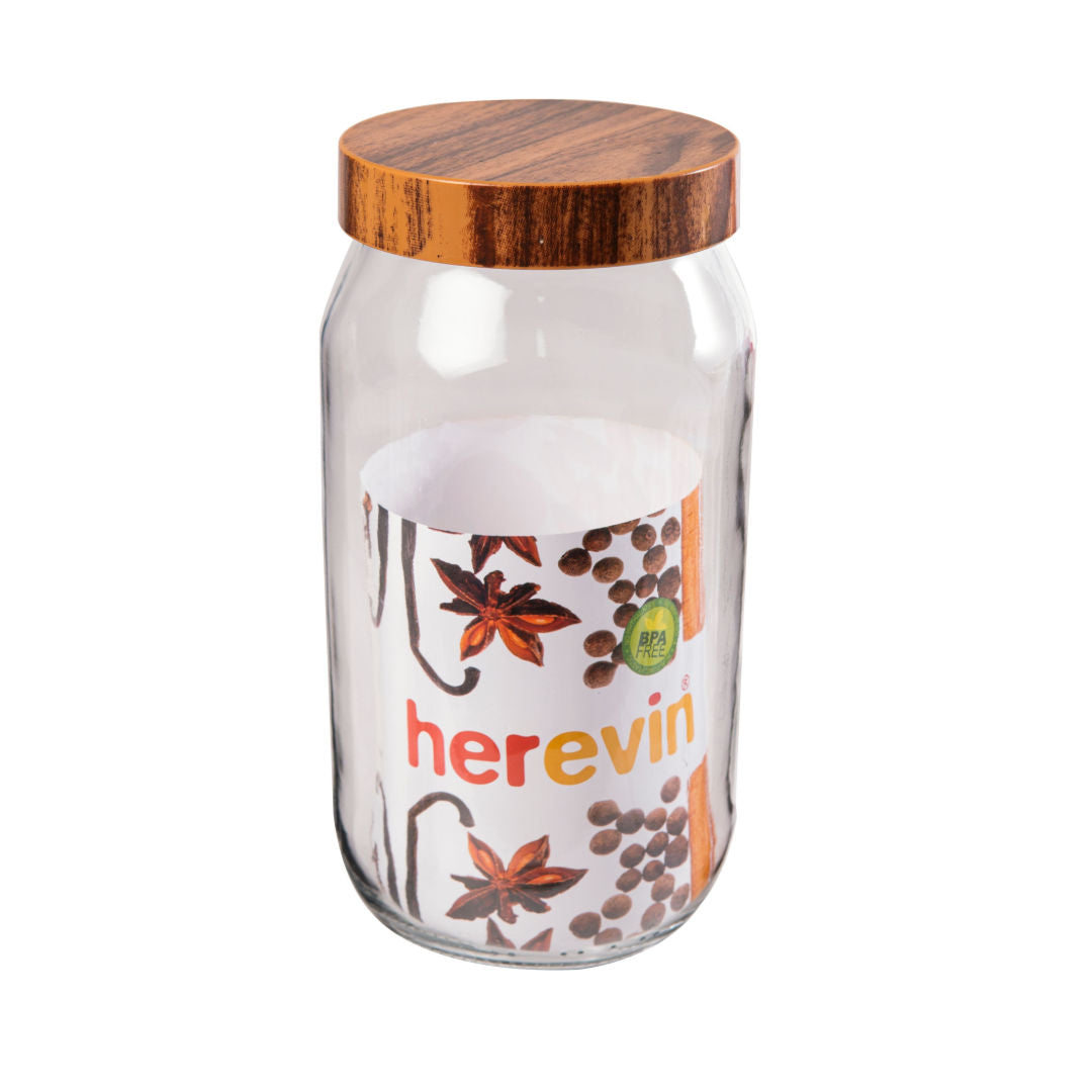 Herevin Glass Jar With Plastic Lid, 1000ml
