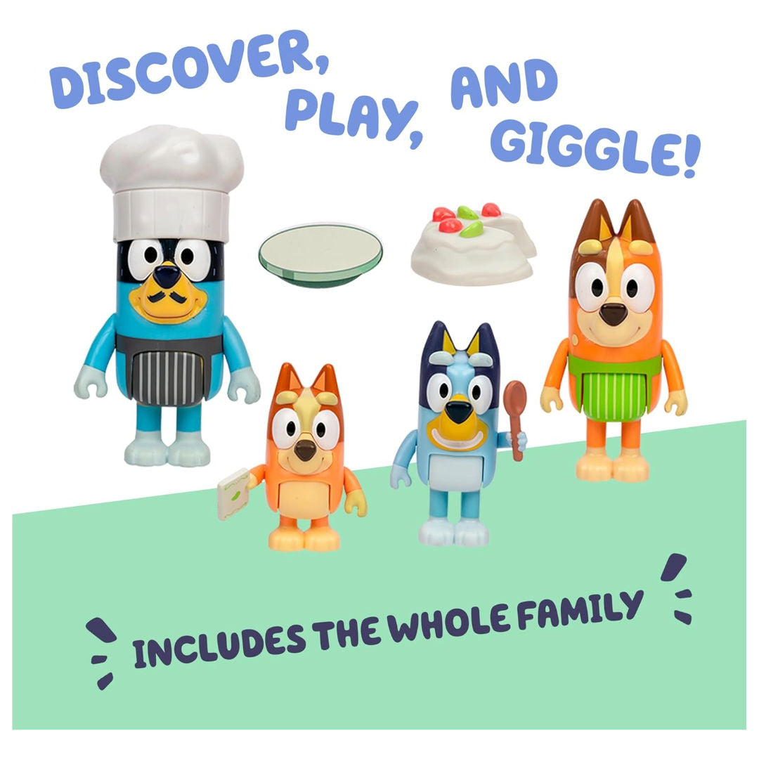 Bluey Lets Play Chef Series 13 Pavlova Figure Pack (6.35-7.6cm, Pack of 4), 3+ years