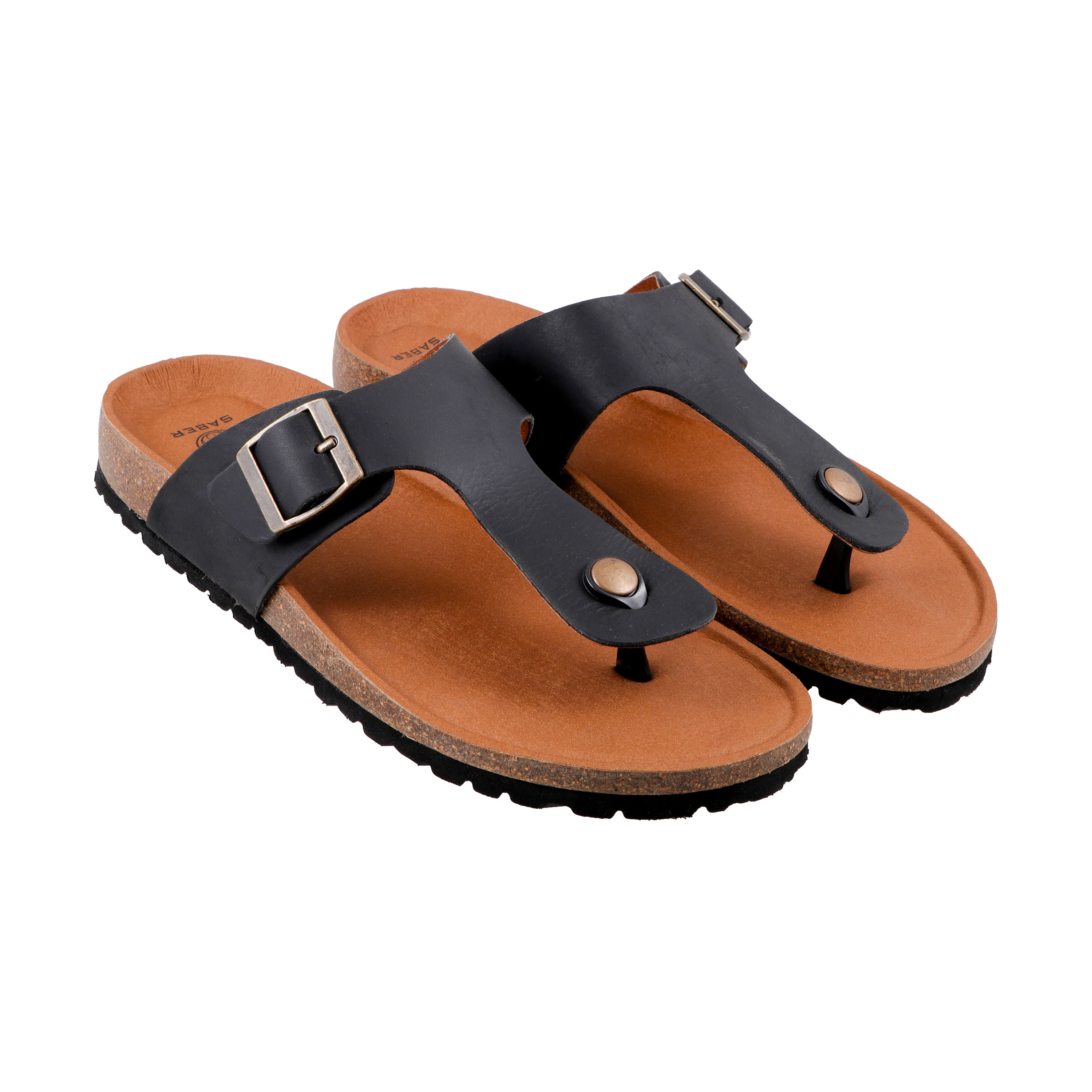 SABER BIRK -1 Men's Genuine Leather Sandals with Cork-Latex Footbed & EVA Sole
