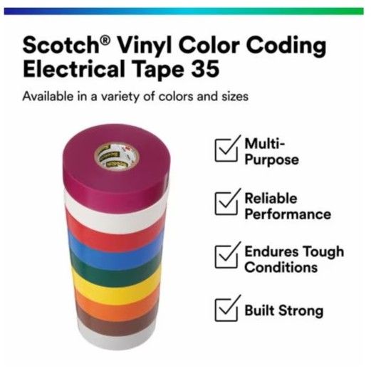 Scotch® Vinyl Color-Coding Electrical Tape 35, 19 mm x 20 m