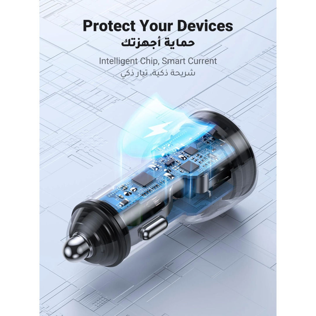 UGREEN CD213 50W Dual USB-C Fast Car Charger