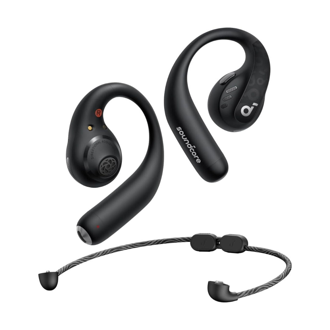 Anker Soundcore AeroFit Pro Open-Ear Wireless Earbuds with Spatial Audio & Neckband, Black