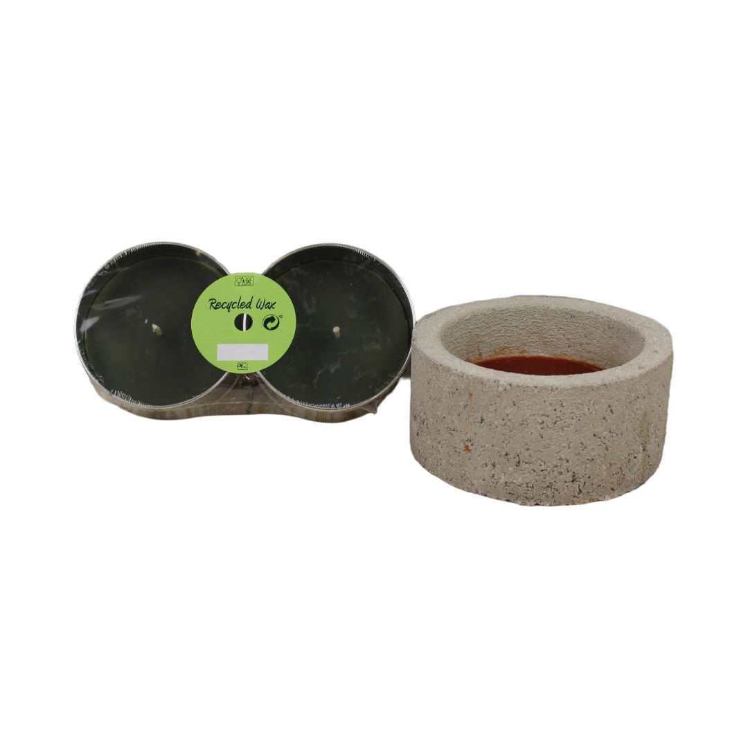 Citronella Outdoor Recycled Wax Filled Concrete Stone Candle, 15x7.5cm, 8 Hrs