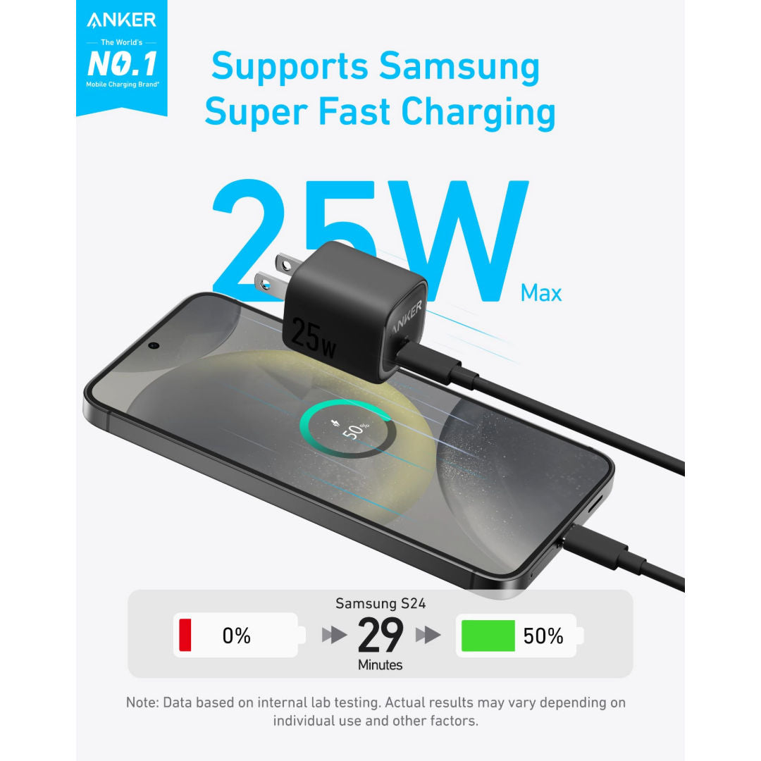 Anker 25W Fast Charging USB-C Wall Charger, Mini Power Adapter for Smartphones