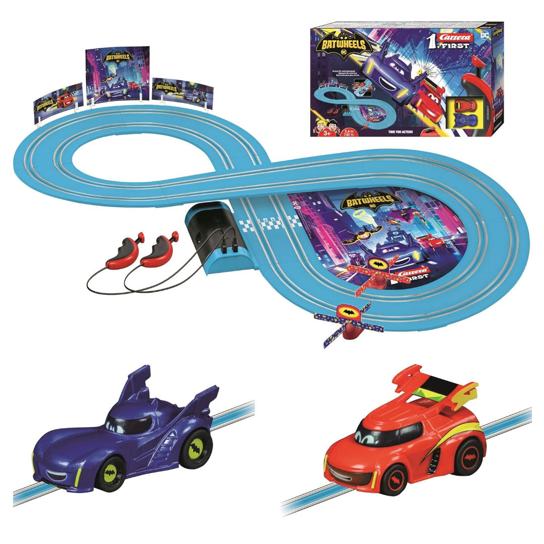 Carrera FIRST DC Batwheels Ready For Action Bam Vs Redbird Slot Car Racing Set, 3+ years