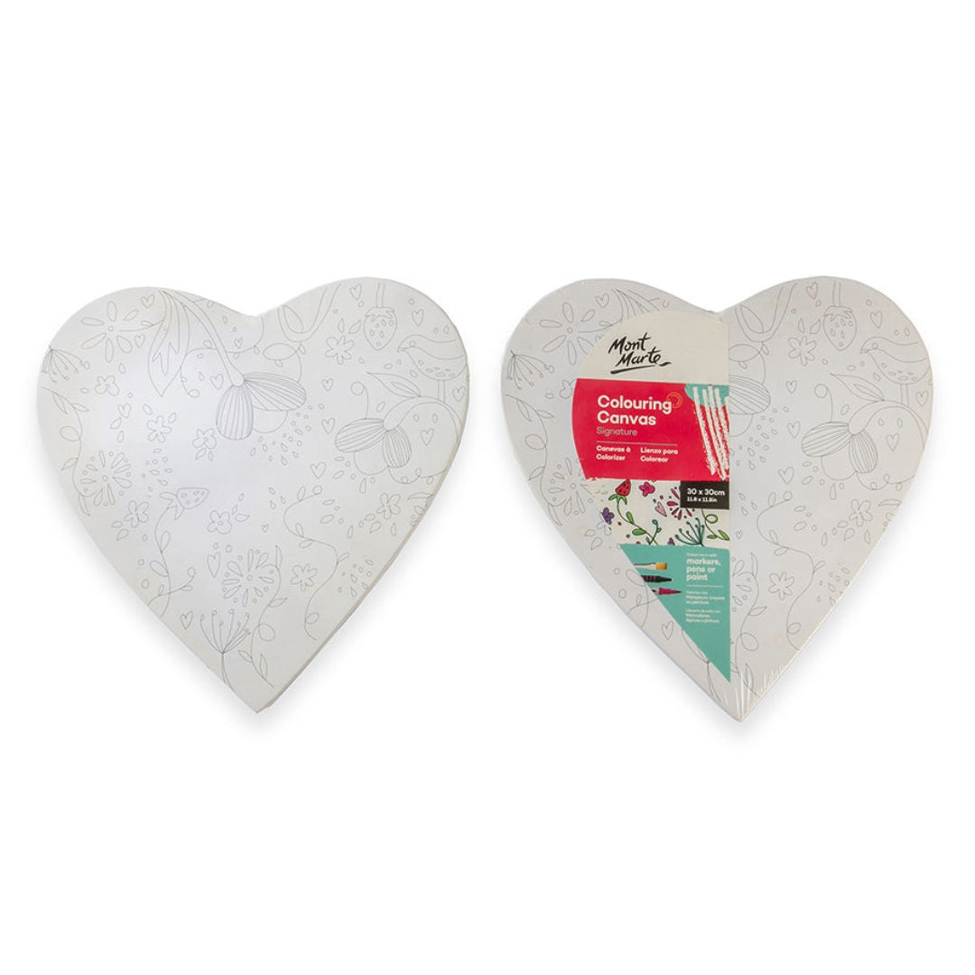 Mont Marte Colouring Canvas Heart Signature Board, 30X30cm, CAHT0030