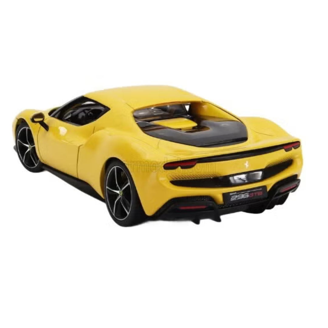 Bburago Ferrari Race & Play, Ferrari 296, GTB Die-Cast Car, Mistral Yellow, 1:18