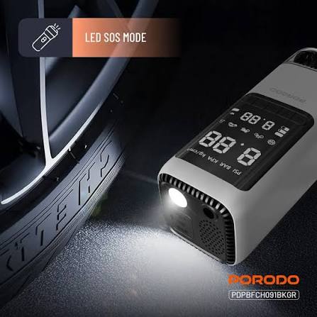 Porodo 6 IN 1 Multi-Functional Power Tool Jump Starter|Air Compresser|Powerbank-Grey