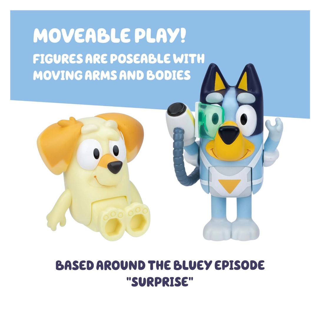 Bluey and Neighbor Chucky Surprise Blaster Suit Pack Figures (6.35cm), 3+ years
