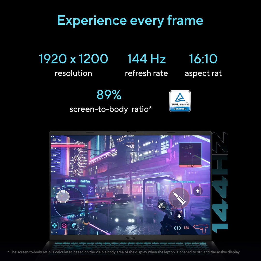 ASUS V16 Laptop 16inch WUXGA 144Hz Display, Intel Core 5 210H Processor, 16GB DDR5 RAM, 512GB PCIe 4.0 SSD, NVIDIA GeForce RTX 4050 6GB GDDR6, Windows 11 Home, Matte Black, Model: V3607VU-RP038W