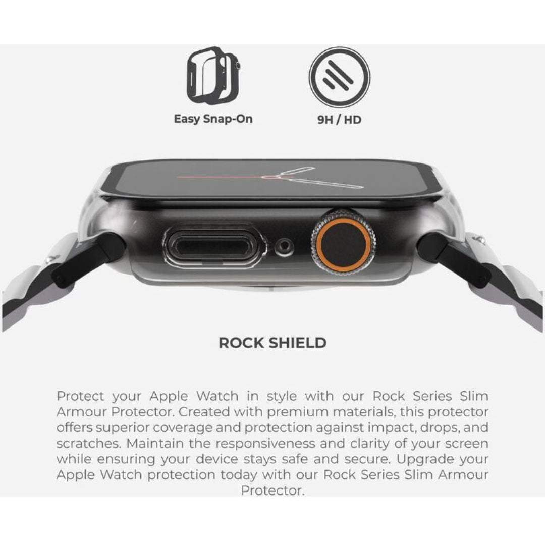 Blupebble Rock Shield Slim Armour with Glass Shield for Apple Watch, Clear