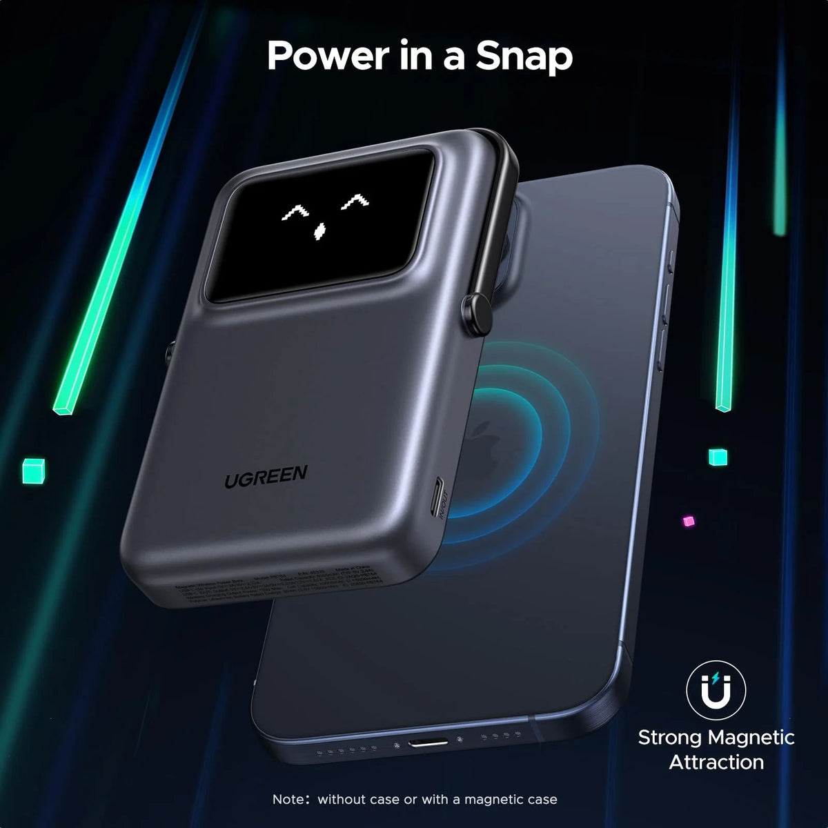 UGREEN PB572 10000mAh Magnetic Wireless Power Bank with 20W USB-C Fast Charging and Foldable Stand
