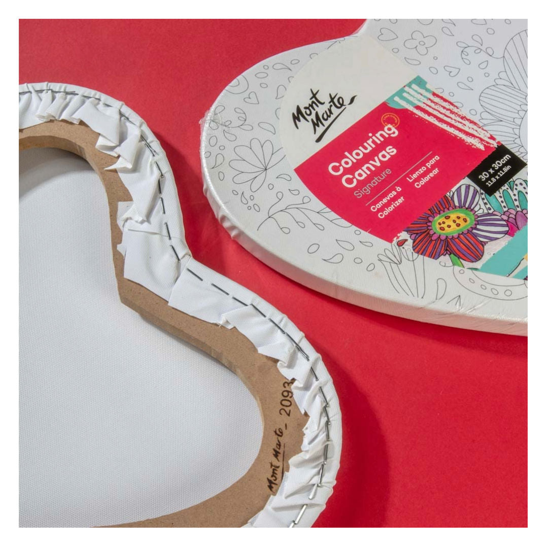 Mont Marte Colouring Canvas Heart Signature Board, 30X30cm, CAHT0030
