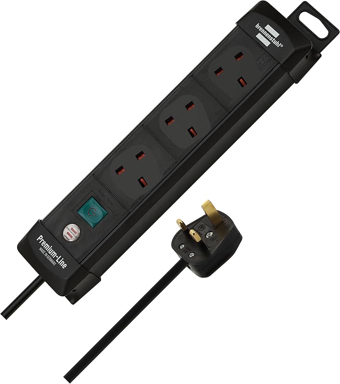 BRENNENSTUHL 1951133101 Premium-Line Extension Socket 3-way black 5m H05VV-F 3G1.5 with switch