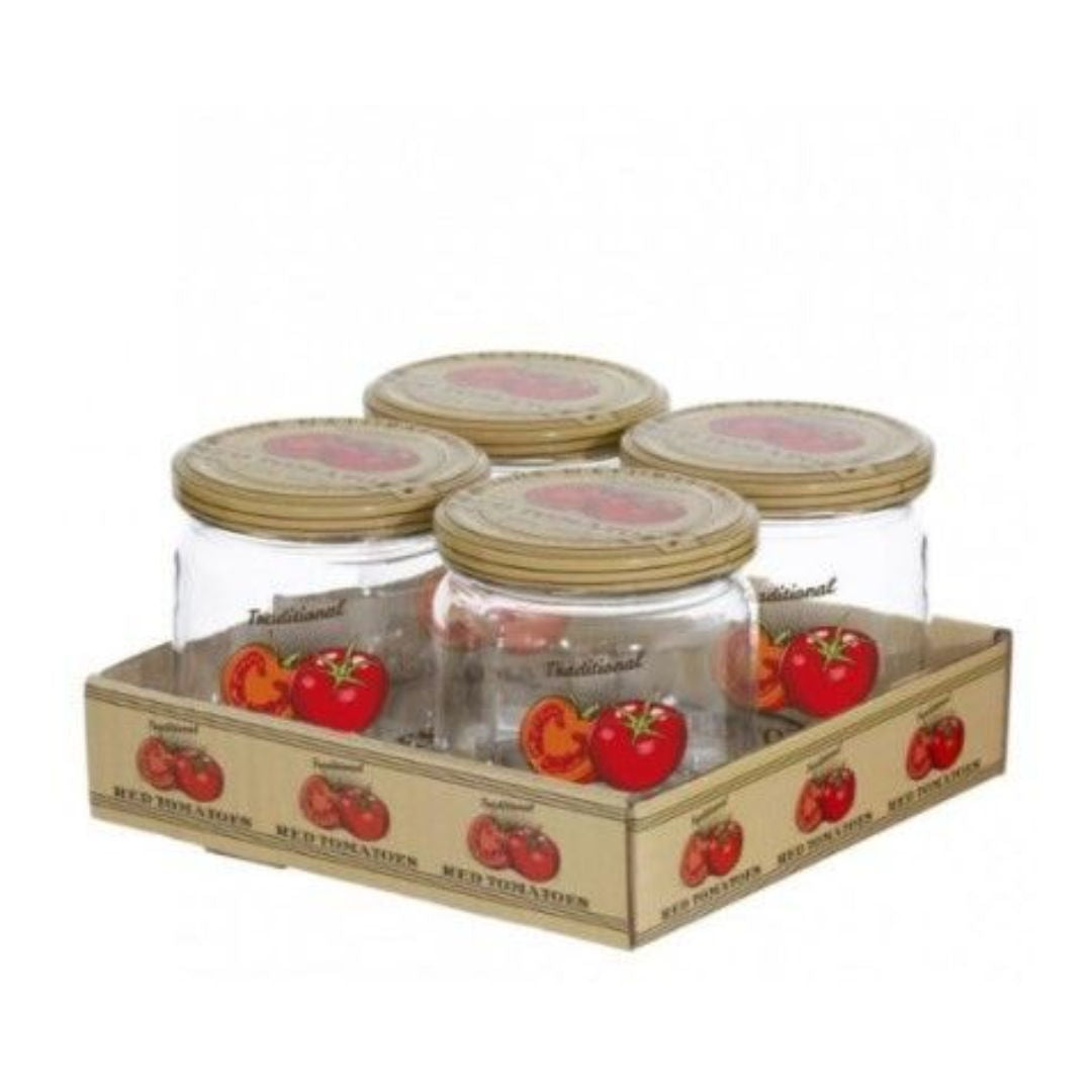 Herevin Glass Jar Set With Metal Lid, 4 Pieces