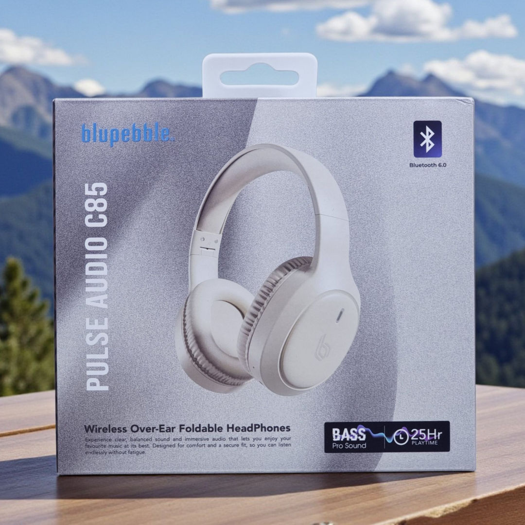 Blupebble C85 Over-Ear Foldable Headphones, Wireless Bluetooth, Stone