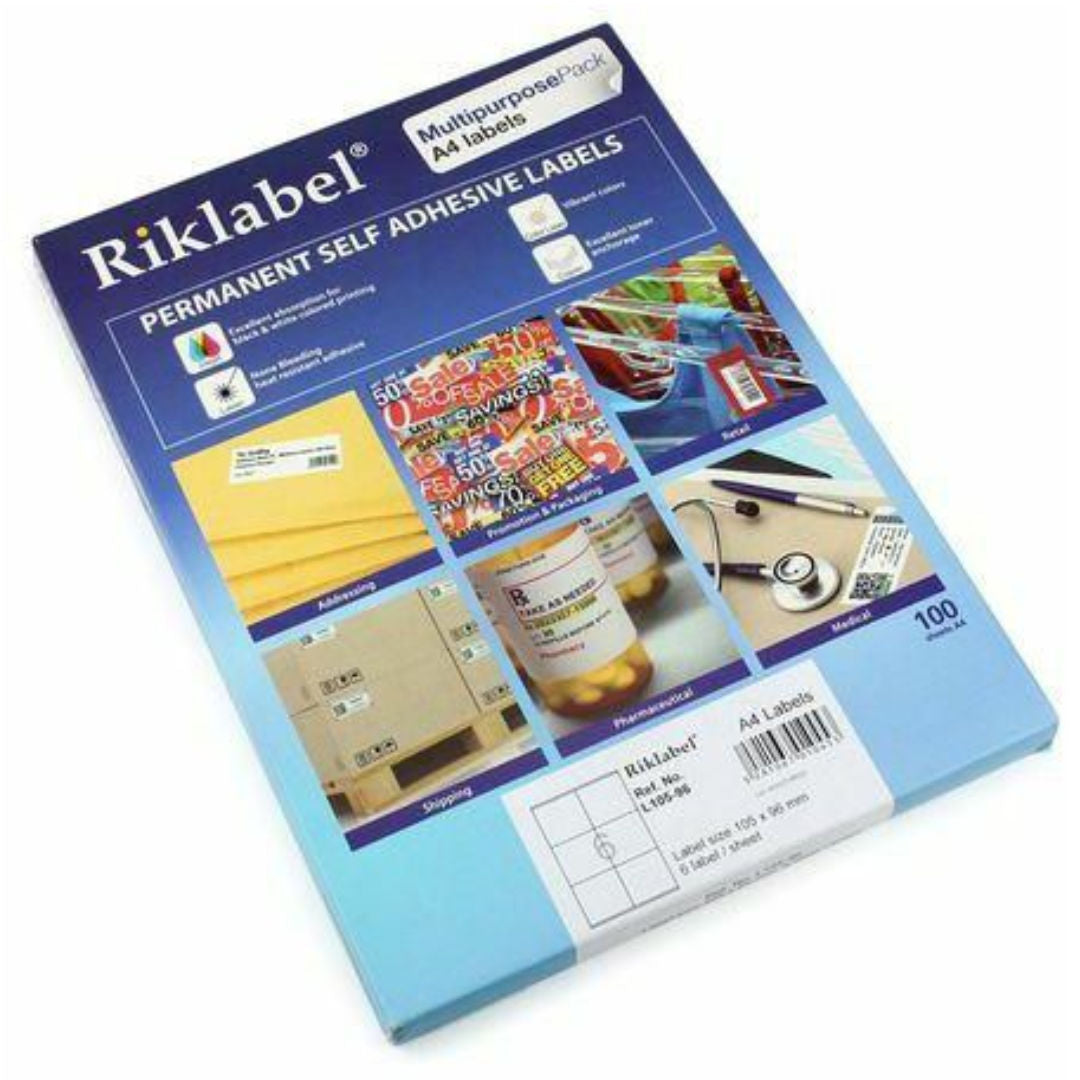 Riklabel/FIS A4, Laser & Inkjet Labels, Assorted Sizes, Multipurpose Label Sheets
