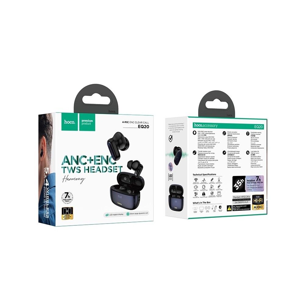 Hoco EQ20 Rhyme true wireless ANC+ENC noise reduction BT headset