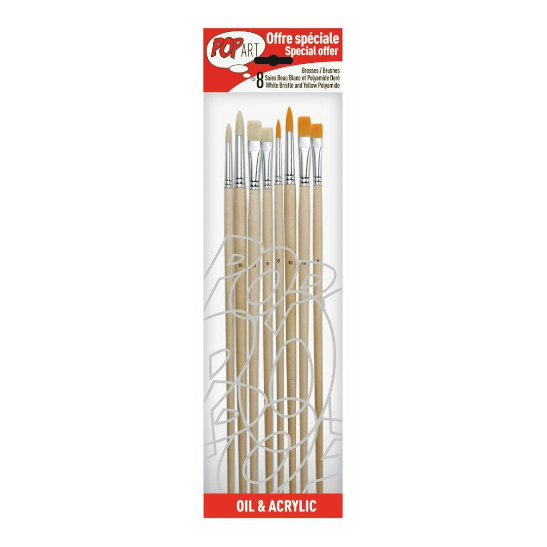 Pebeo 8 Pcs Oil/Acrylic Painting Brush Set