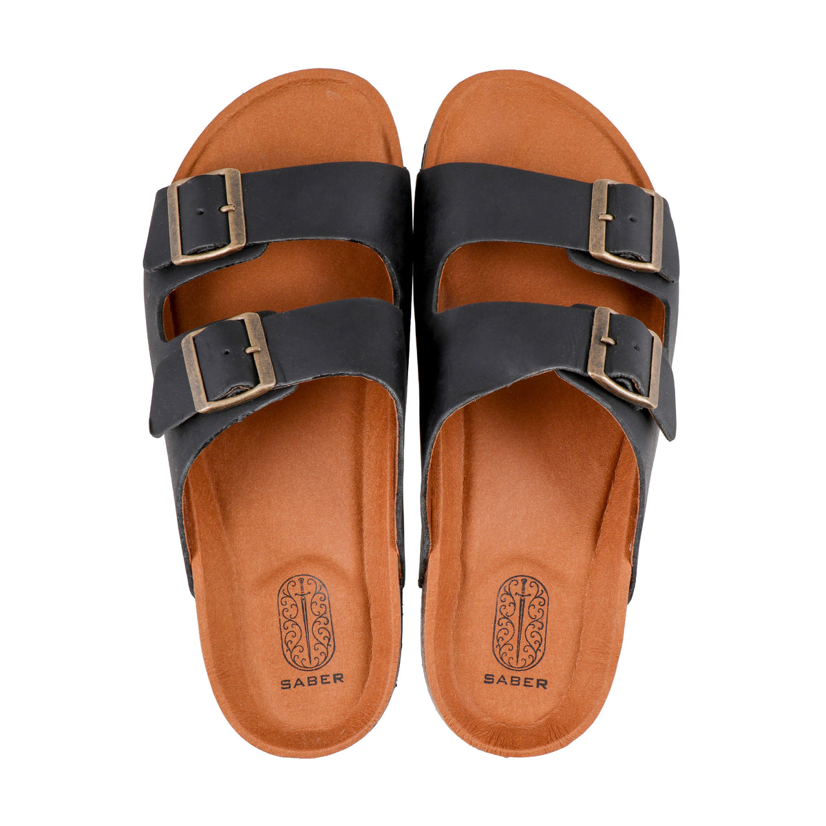 SABER BIRK -2 Men's Genuine Leather Sandals with Cork-Latex Footbed & EVA Sole