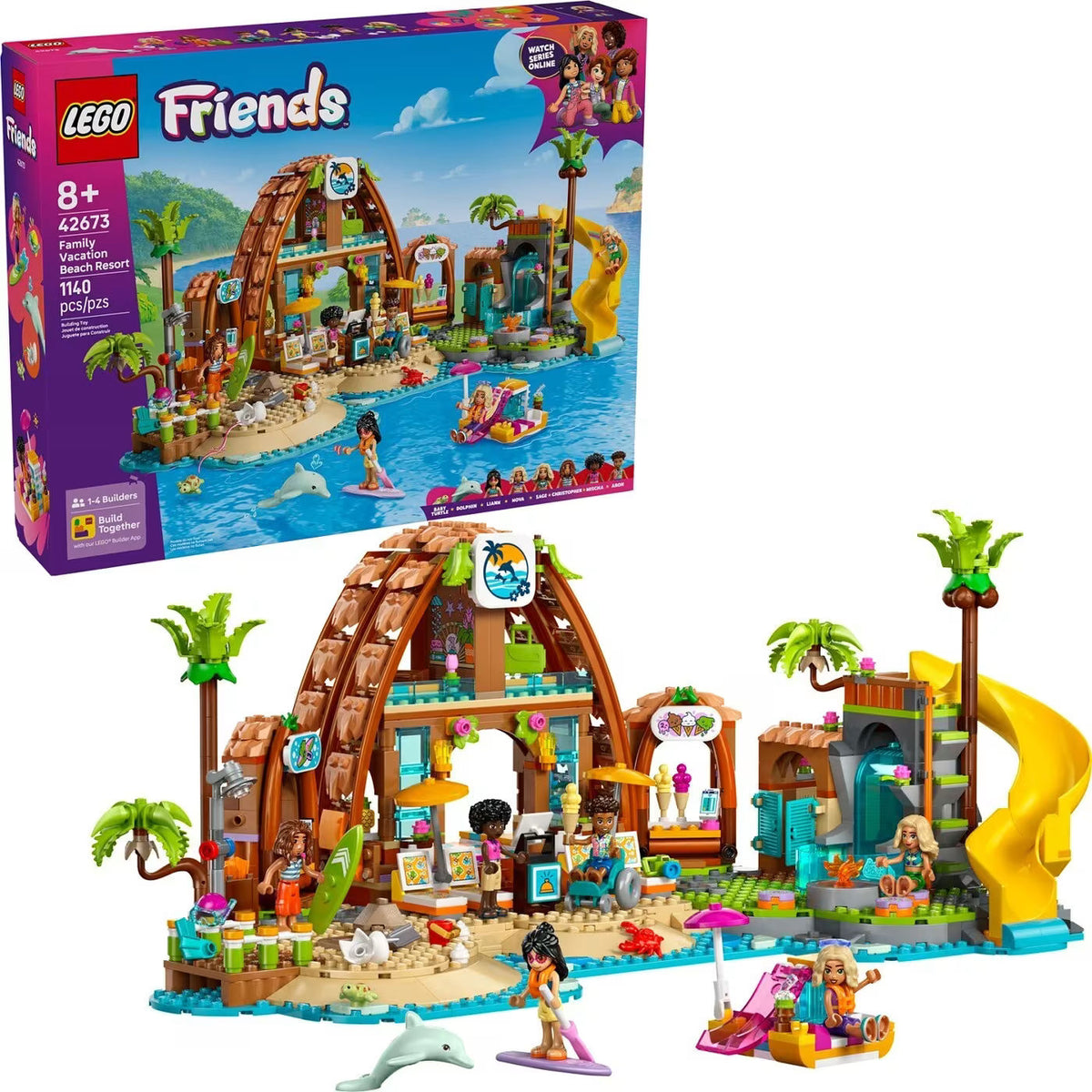 LEGO Friends Family Holiday Beach Resort Building Set for Ages 8+, 1,140 Pieces