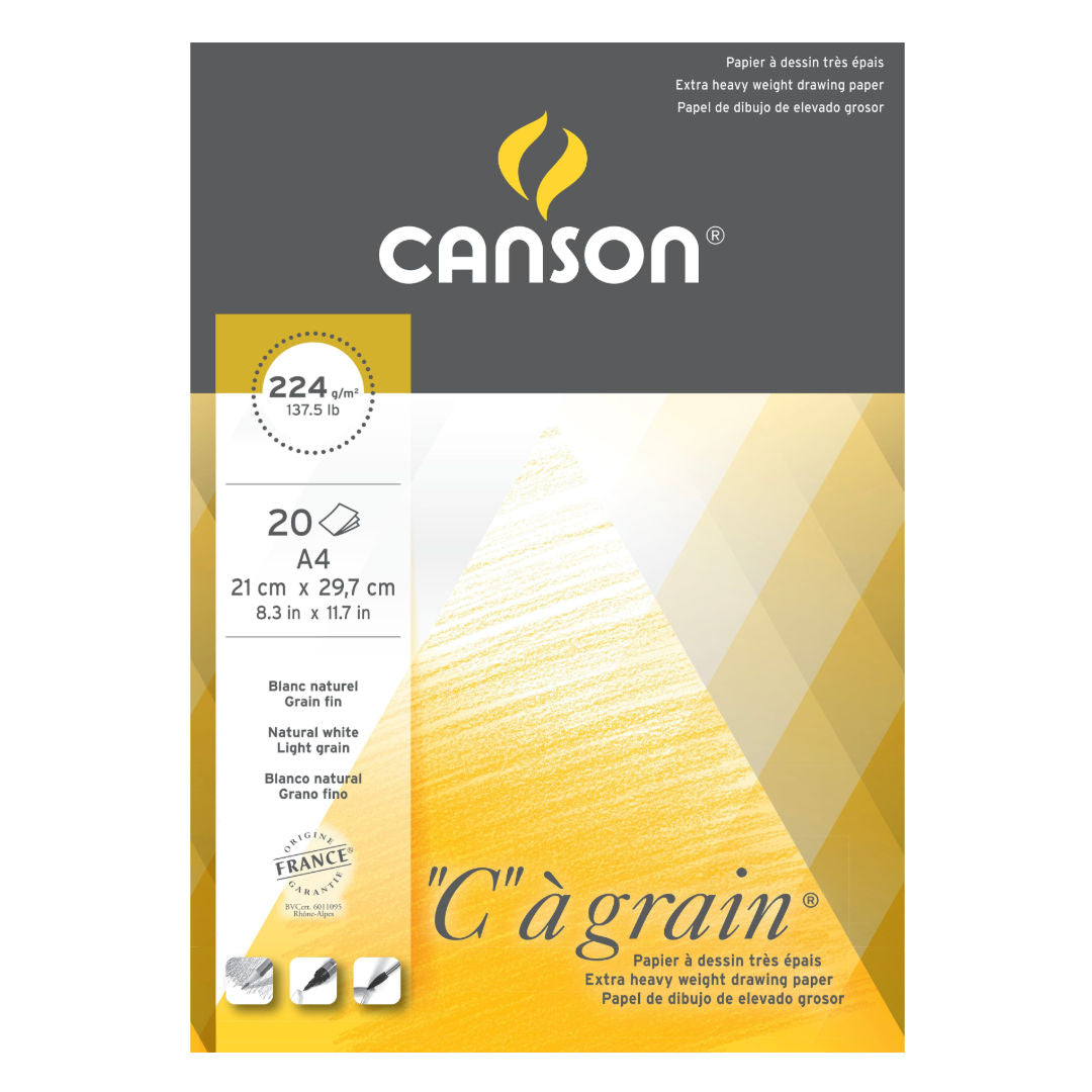 Canson Grain Drawing Paper Pad, 20 Sheets, 224 GSM