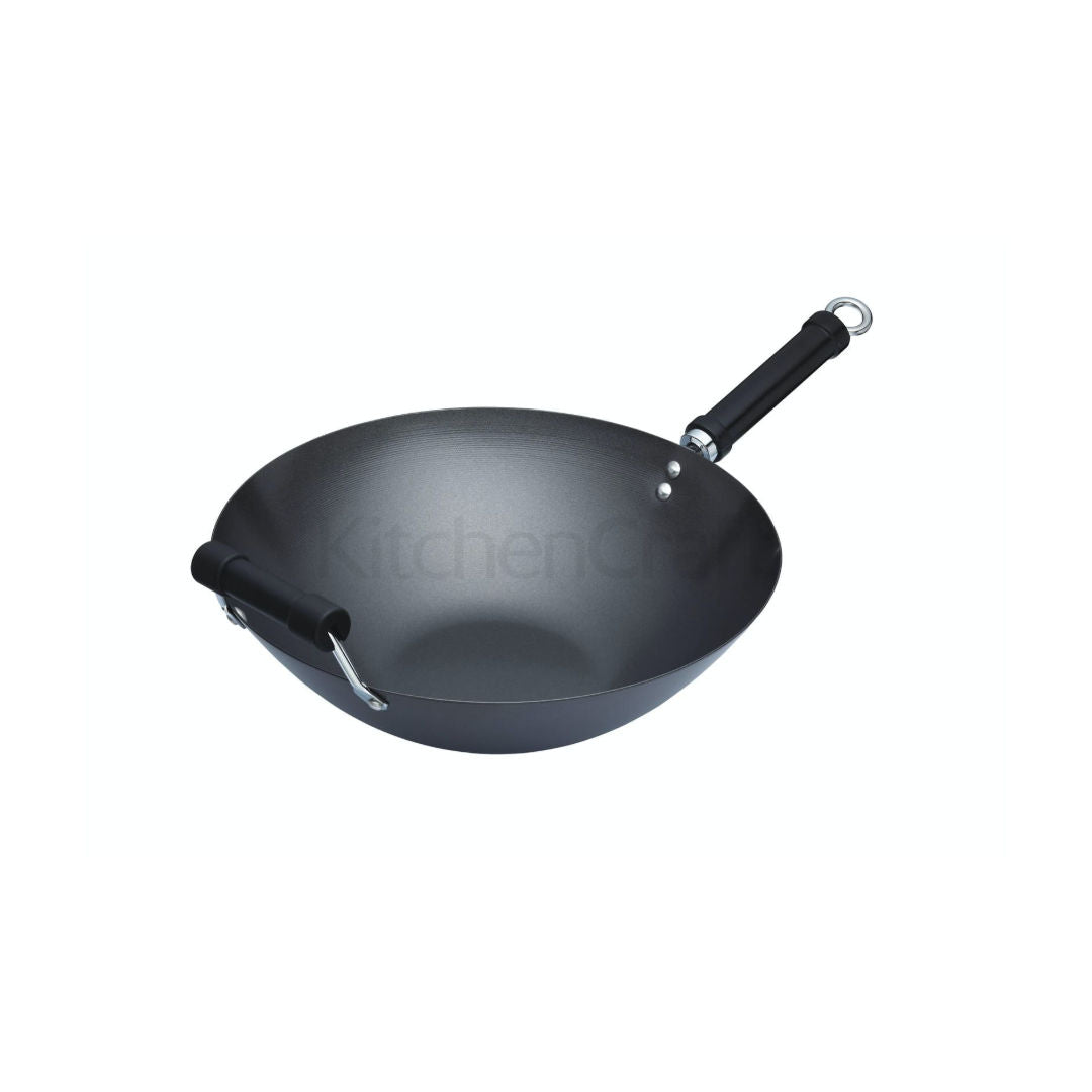 Kitchen Craft 35.5cm Non Stick Wok Pan Carbon Steel Kitchen