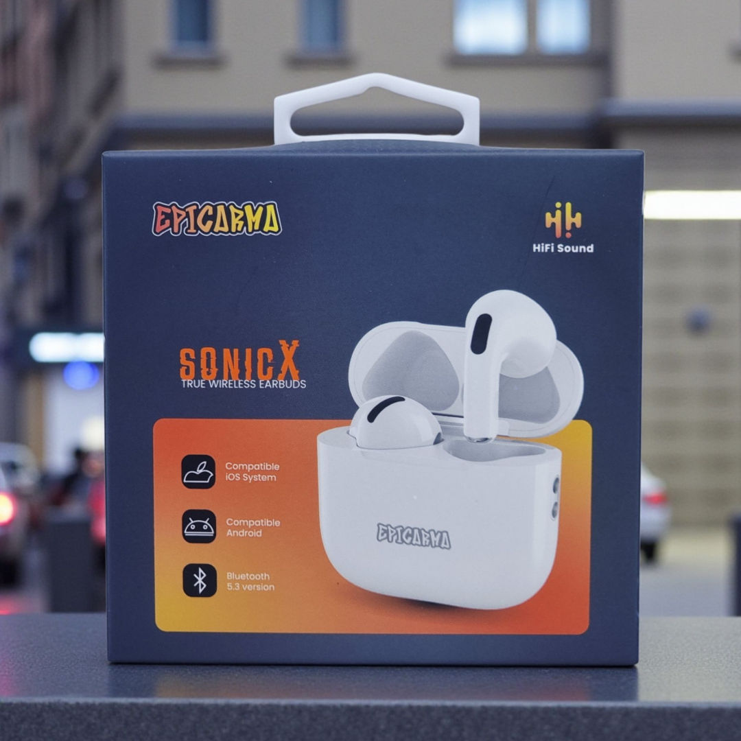EPICARMA SONICX True Wireless Earbuds, Bluetooth Earphones, White