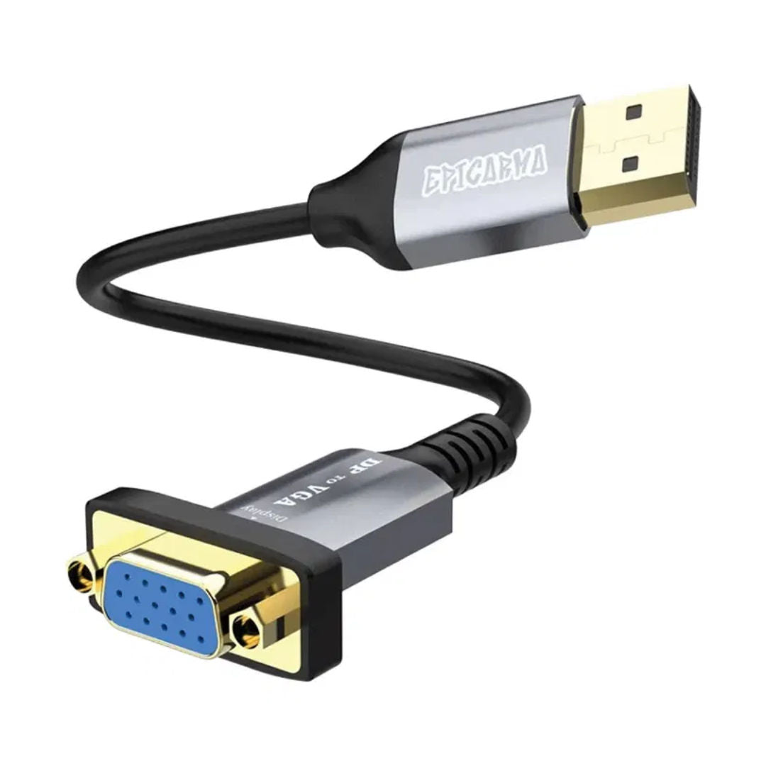 EPICARMA Full HD DisplayPort To VGA Adapter For Monitor And Projector Connection, Gray