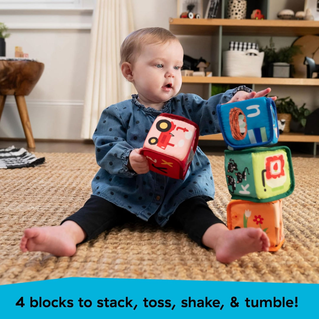 Baby Einstein Farm Explorers Alpha Stacks Soft Blocks, 3 Months+
